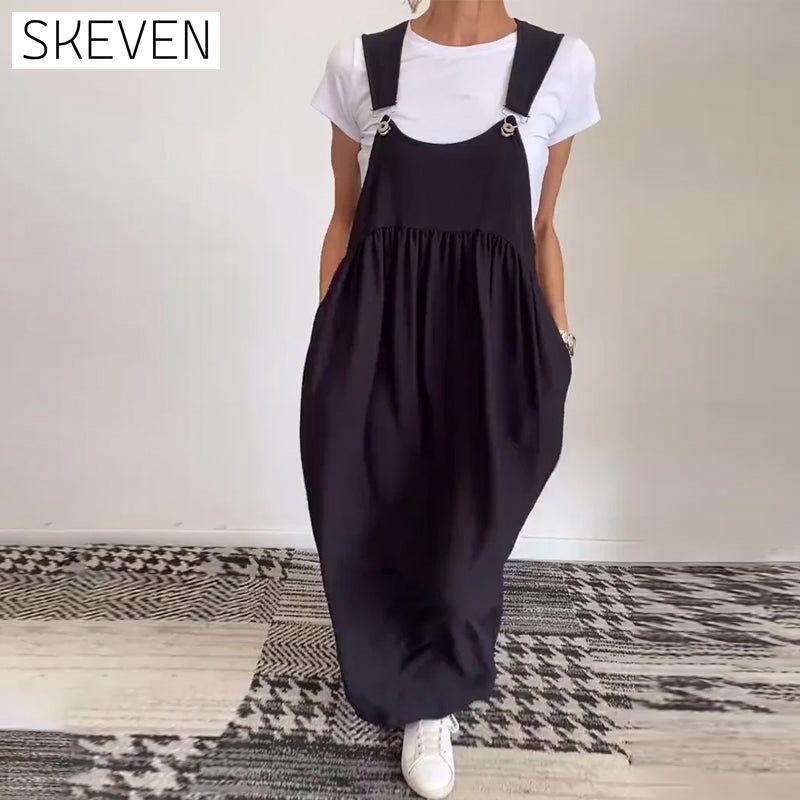 Lässiges einfarbiges Trägerkleid