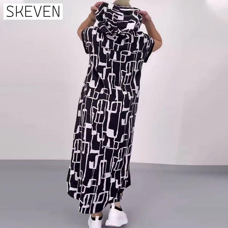 Robe ample contrastée à demi-zip