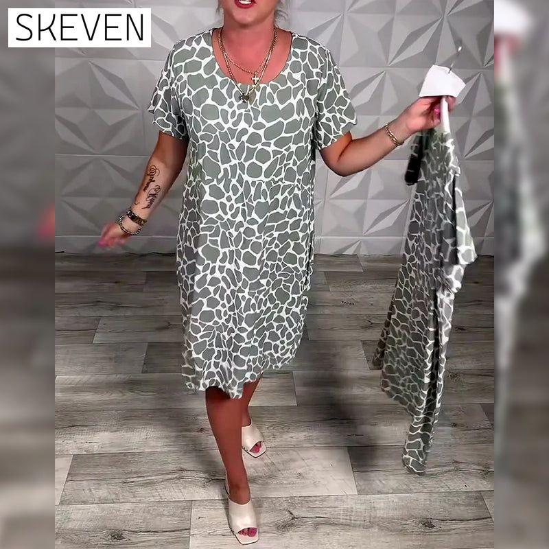 Casual Printed Crew Neck Dress