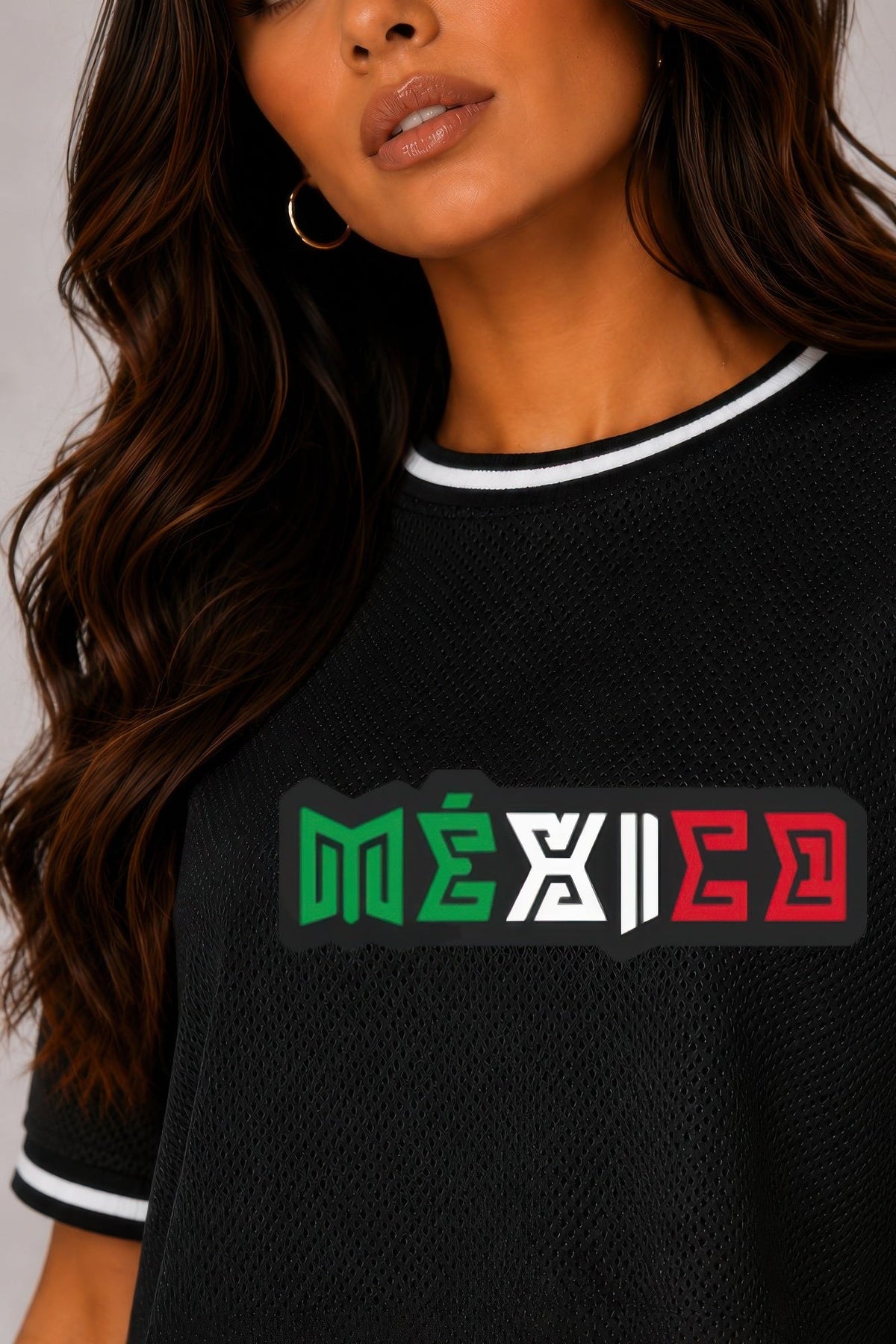 Micro Mesh Mexico Print Crop Top
