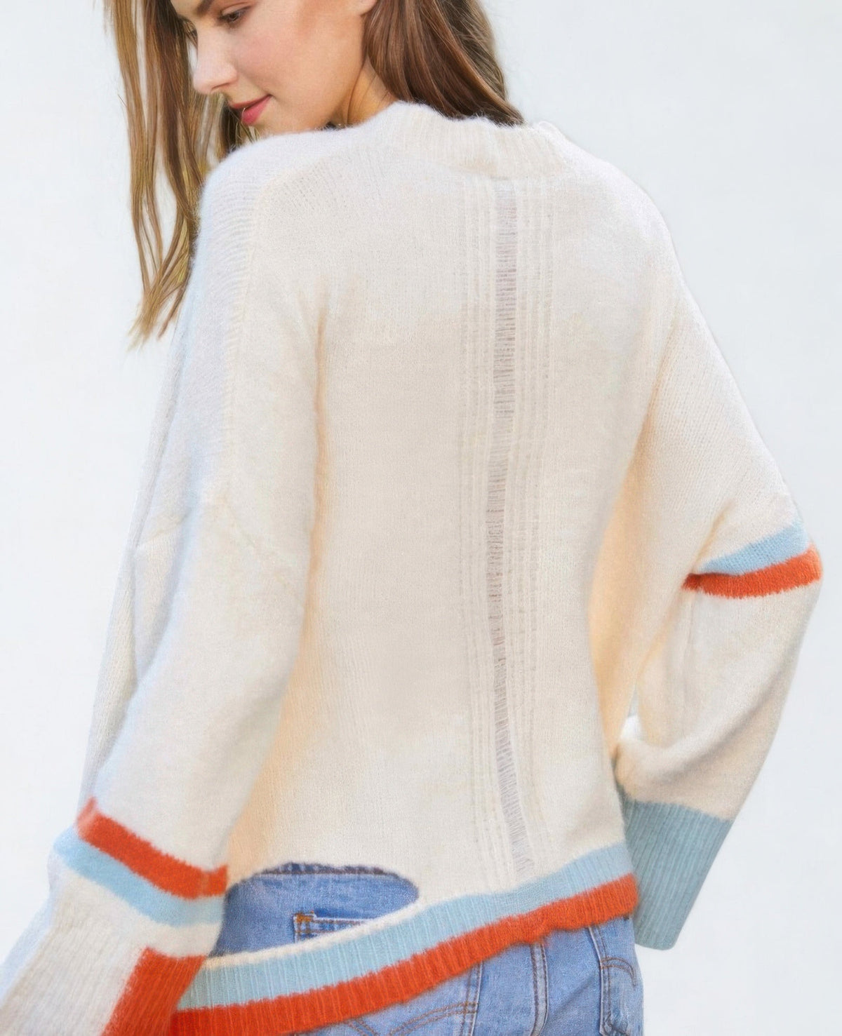 Color Block Sweater With Cut Out