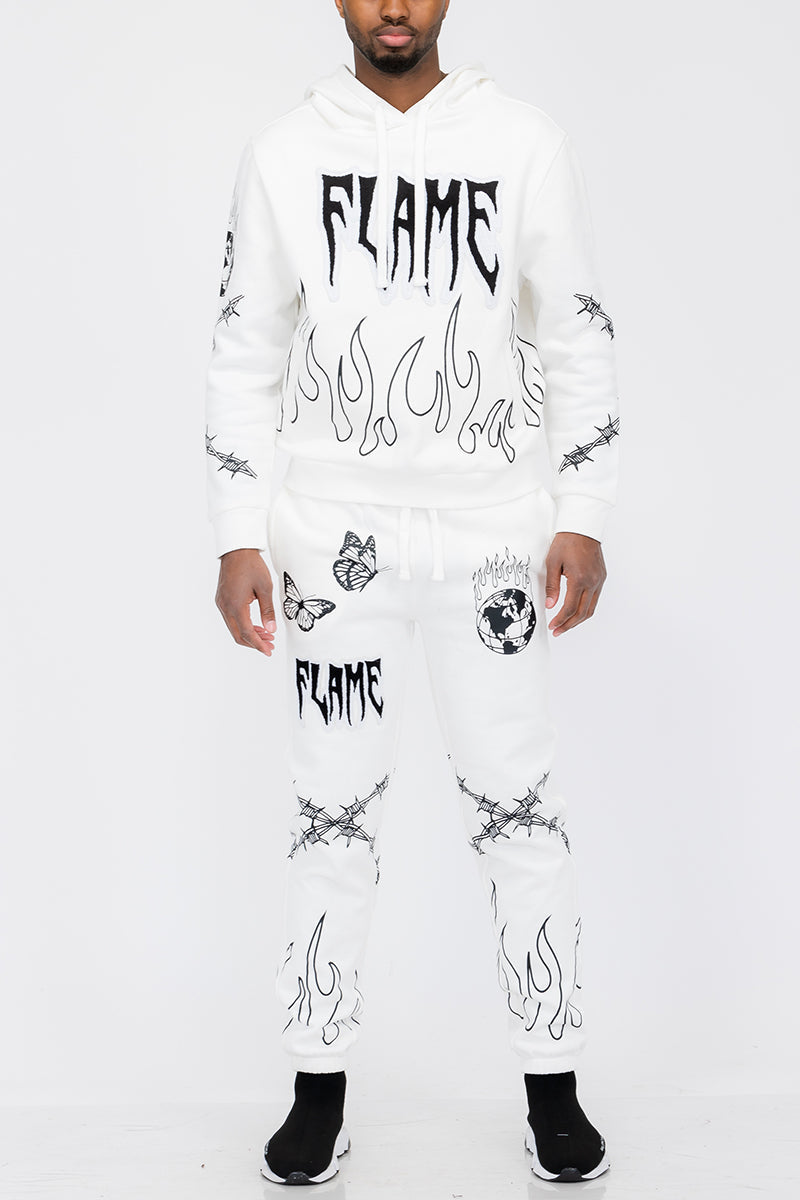 Chenille Flame Sweat Suit – Cotton Blend Track Suit