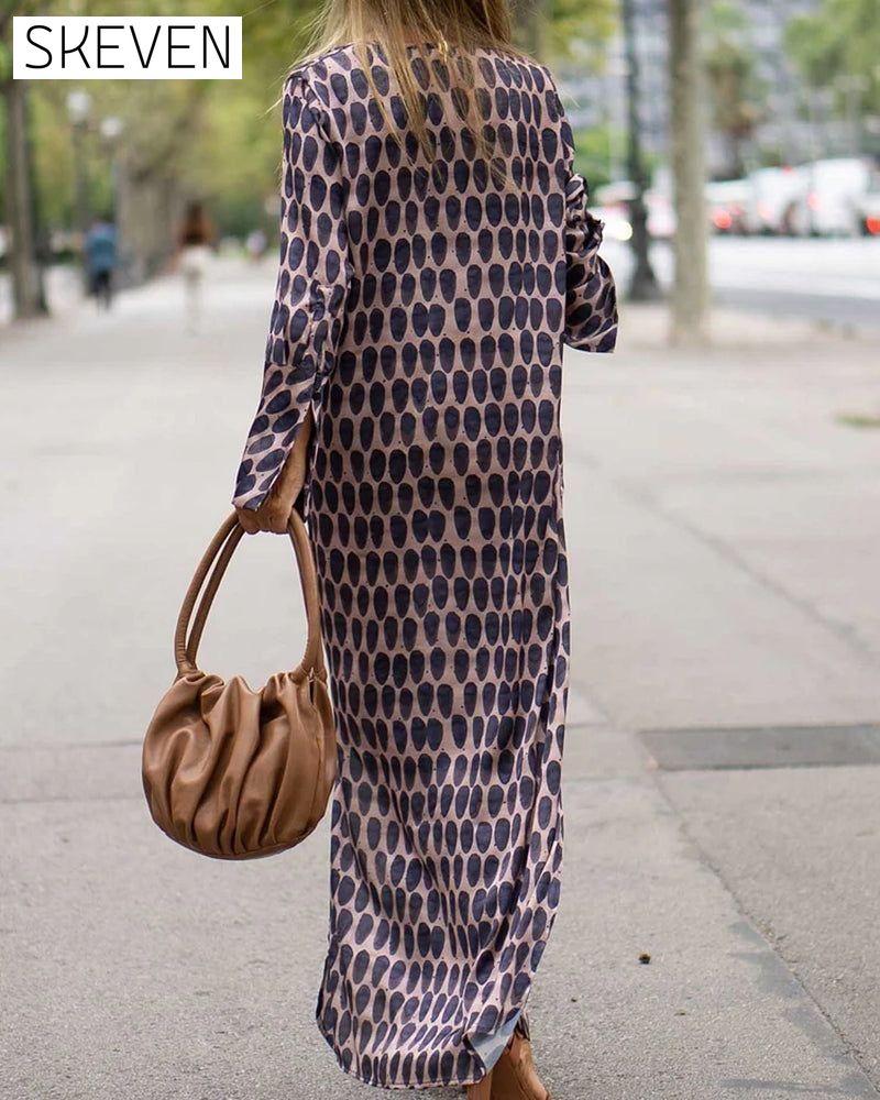 Fashion v-neck polka dot print dress 23BF Casual Dresses Clothes Dresses Spring