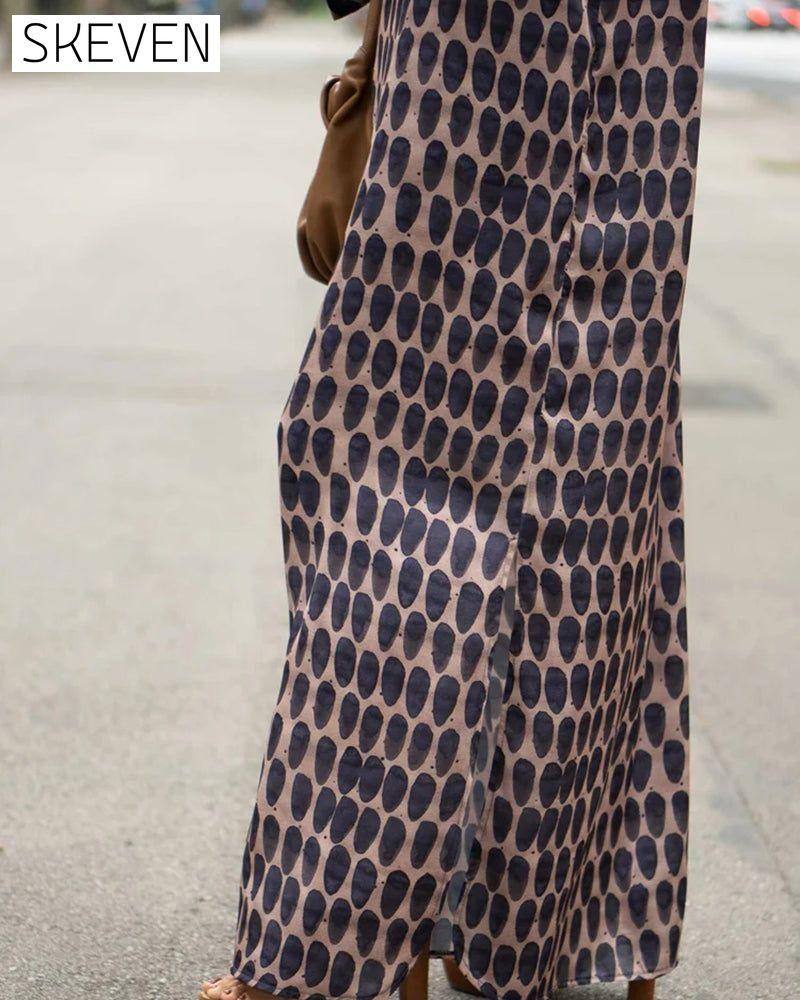 Fashion v-neck polka dot print dress 23BF Casual Dresses Clothes Dresses Spring