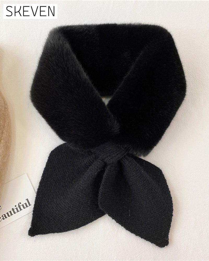 Fashionable Knitted Patchwork Fur Scarf