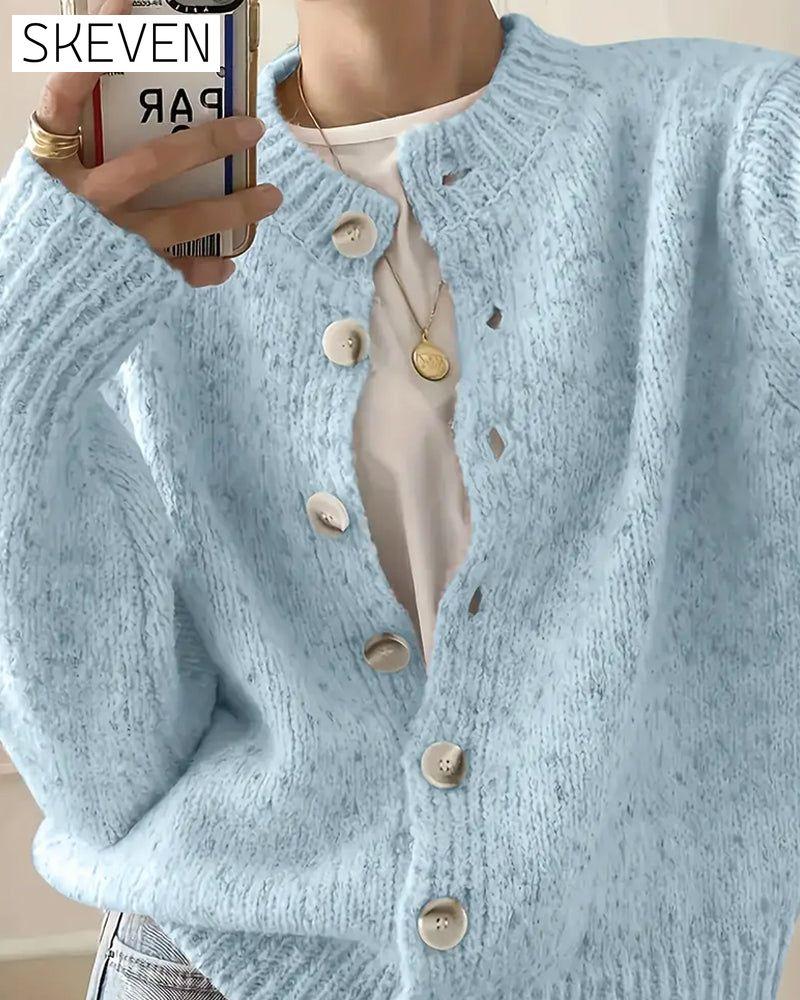 Comfortable Solid Color Cardigan Sweater