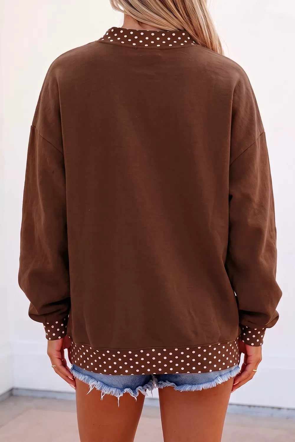 HOWDY' Graphic Polka Dot Trim Sweatshirt