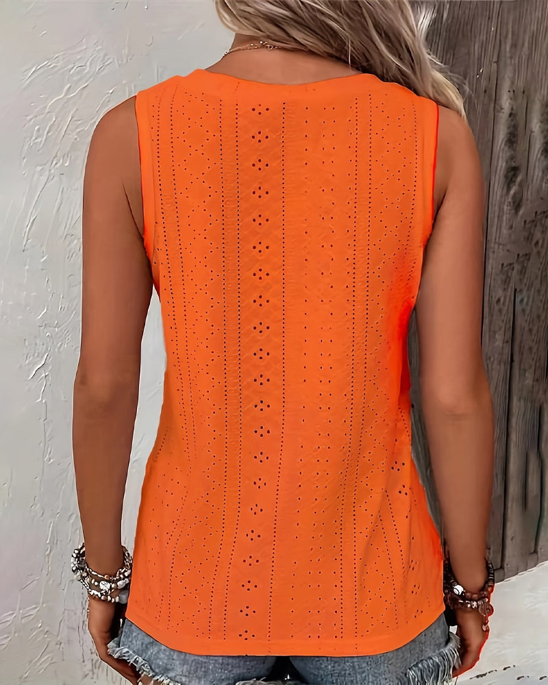 V-Neck Lace Sleeveless Tank Top