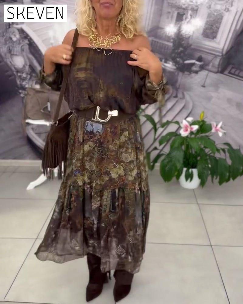 Elegant Floral Print Long Dress