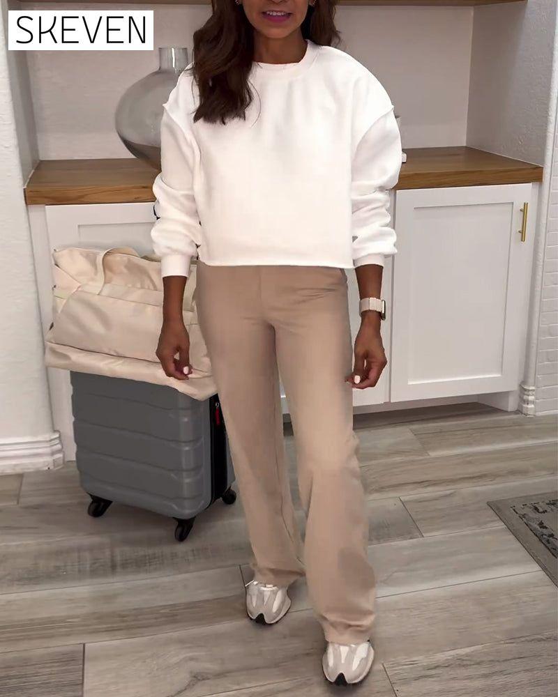 Solid color casual pocket trousers pants spring summer