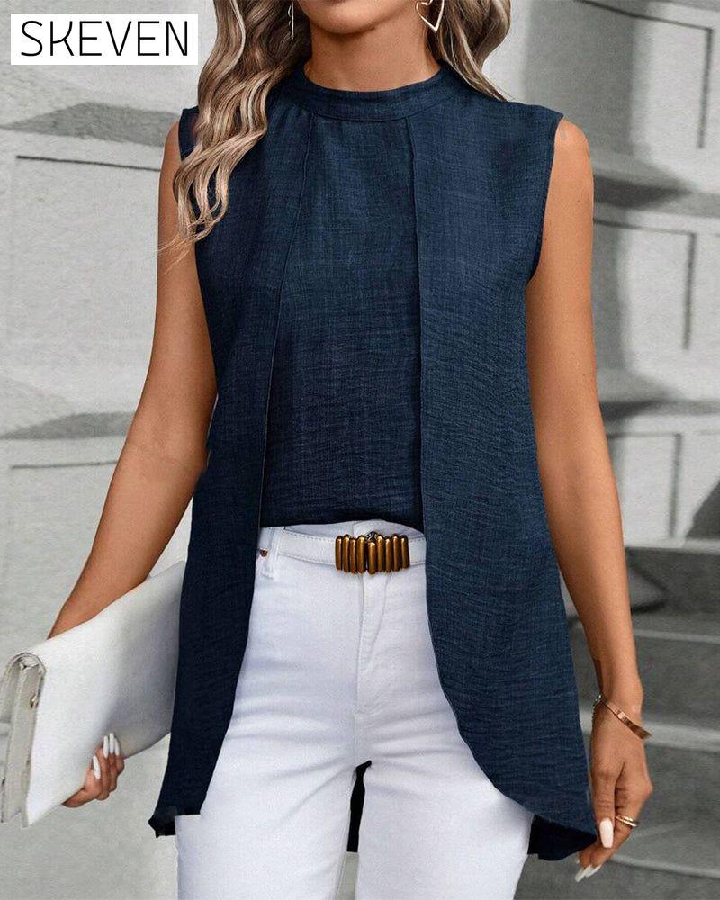 Elegant solid color sleeveless top