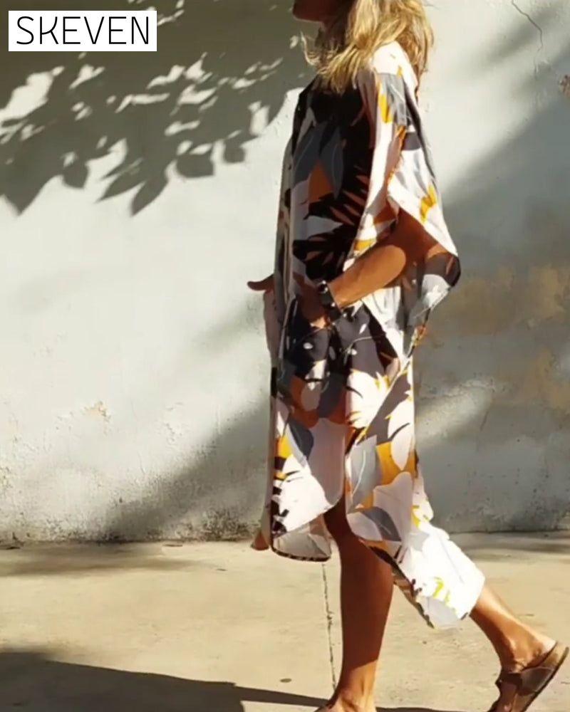 Pocket maple leaf print dress