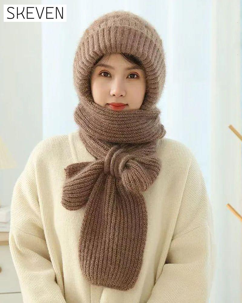 Winter Versatile Knitted Hooded Scarf for Women
