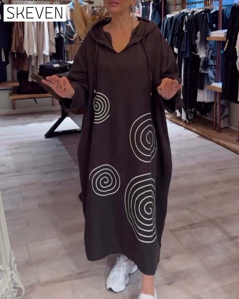 Kapuzenkleid mit langen Ärmeln, lockerer Passform