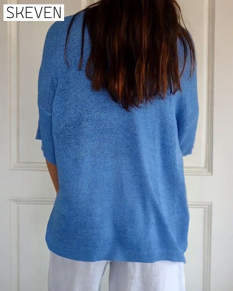 💖 Stricktop in Unifarbe mit V-Ausschnitt