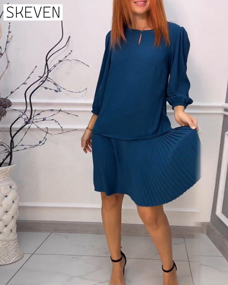 robe patchwork plissée unie