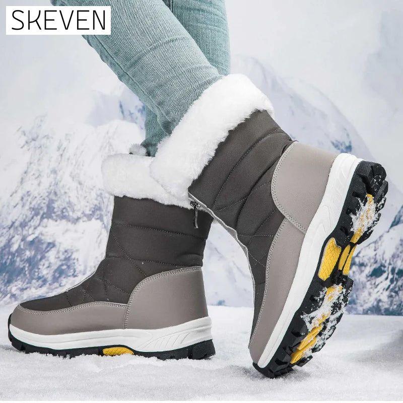Damen-Schneestiefel mit Reißverschluss, rutschfest und warm