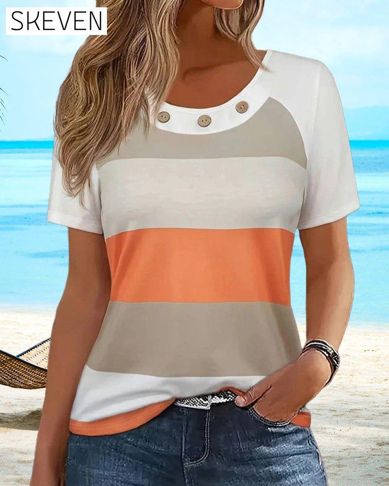 Casual Striped Short-Sleeved T-Shirt