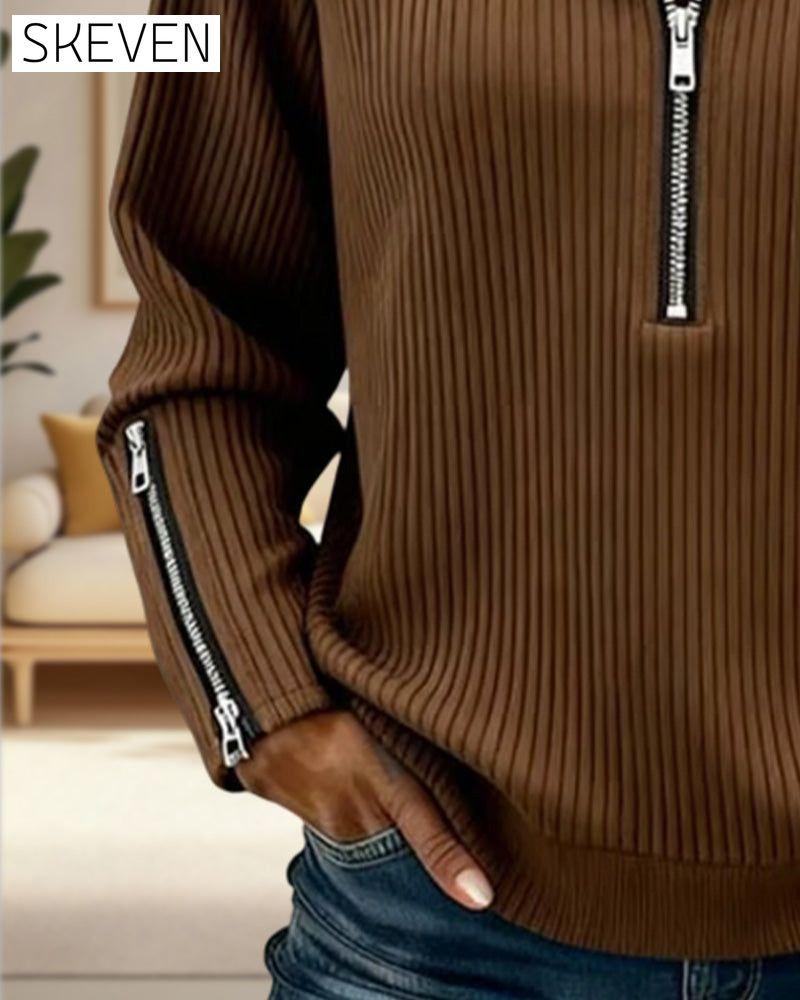 Half Zip Collar Casual Sweatshirt