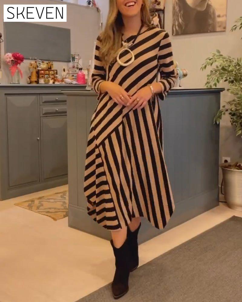 Striped Loose Casual Dress 2023 f/w 23BF casual dresses Clothes Dresses spring