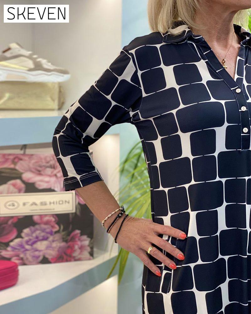 Kleid mit Revers-Karomuster