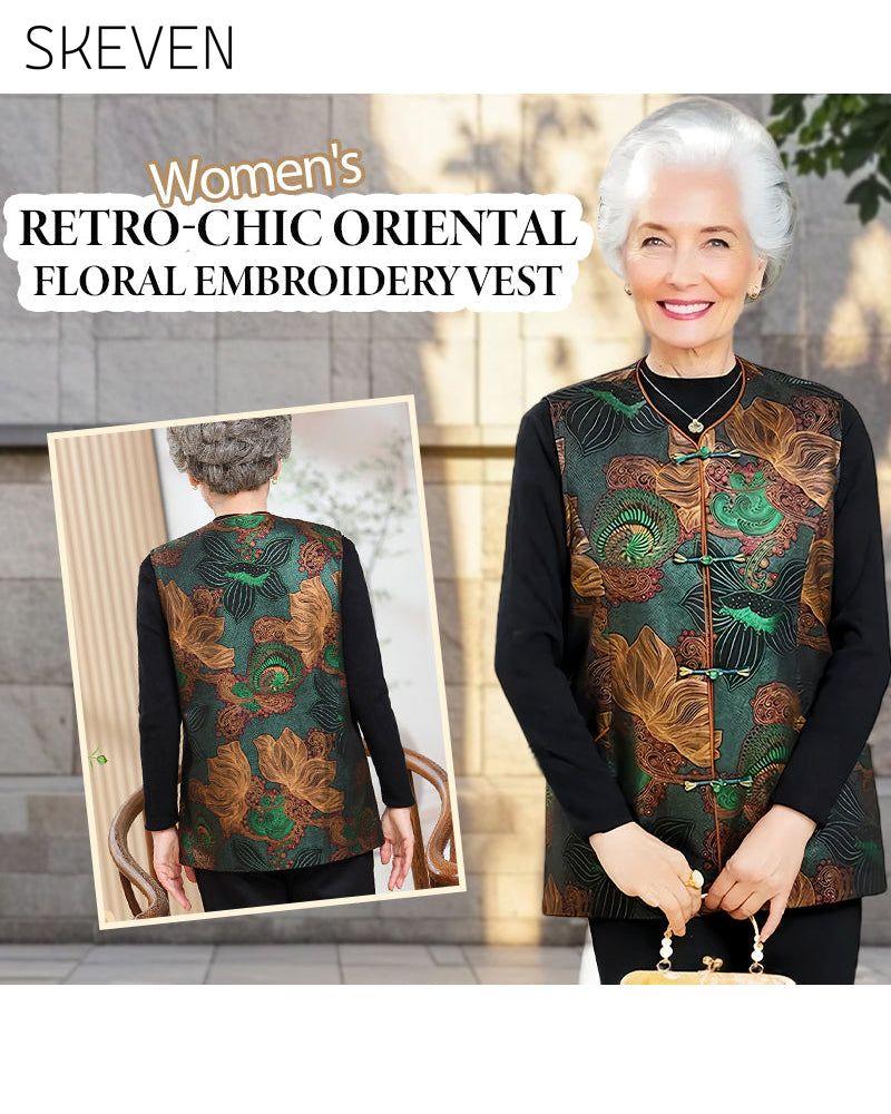 Retro-Chic Weste mit orientalischer Blumenstickerei