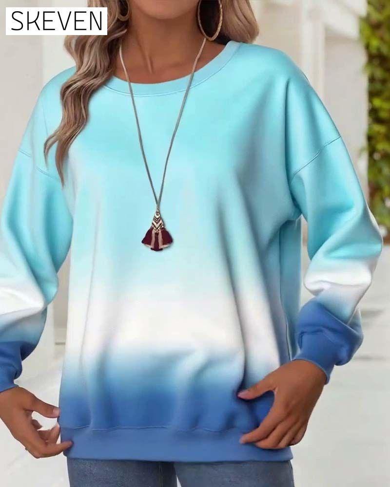 Casual Gradient Crew Neck Sweatshirt