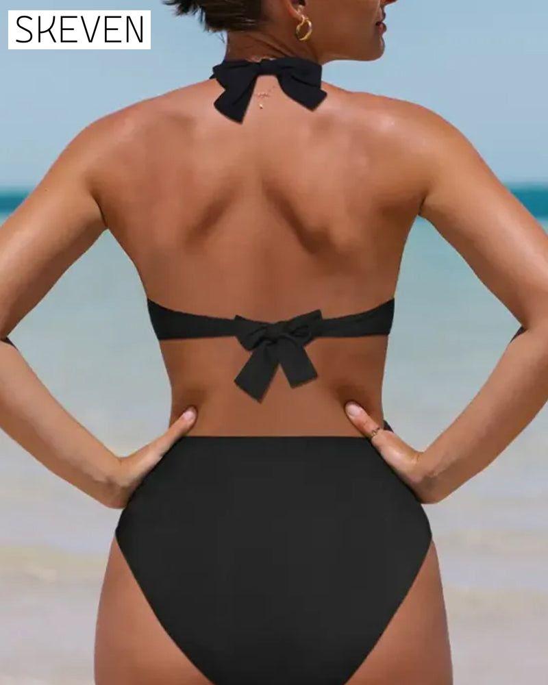 Cut Out High Waisted Halter Bikini Set