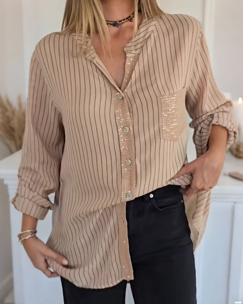 Fashion Sequin Stripe Shirt