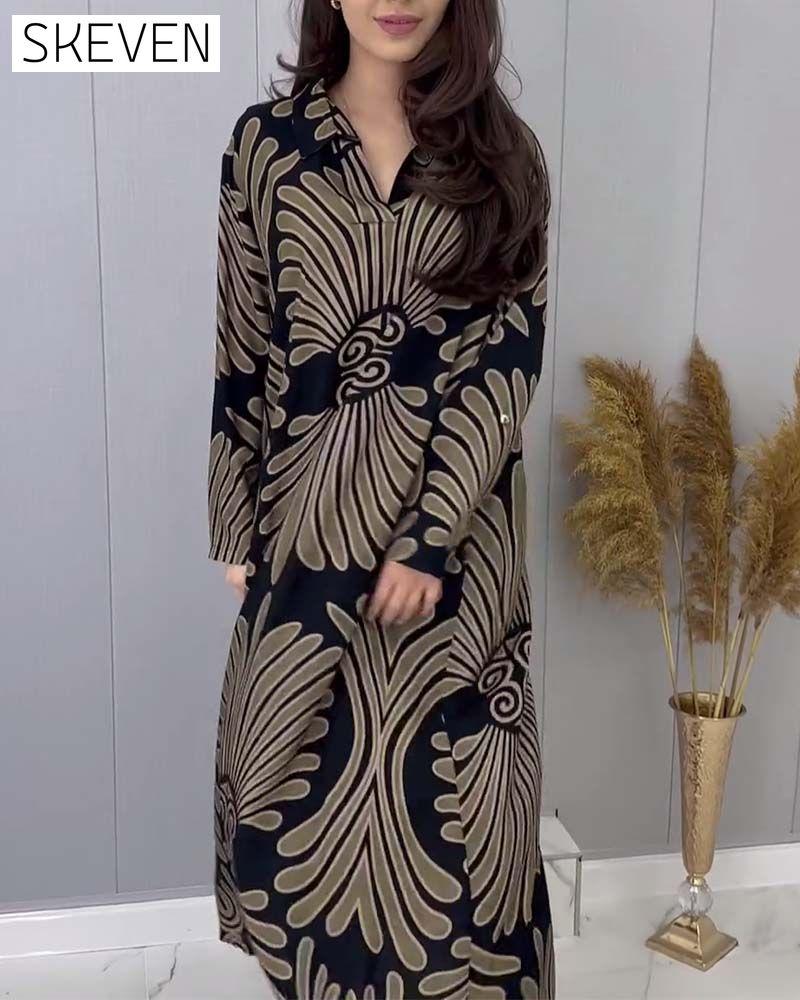 Retro loose dress with lapel 2024 f/w casual dresses spring