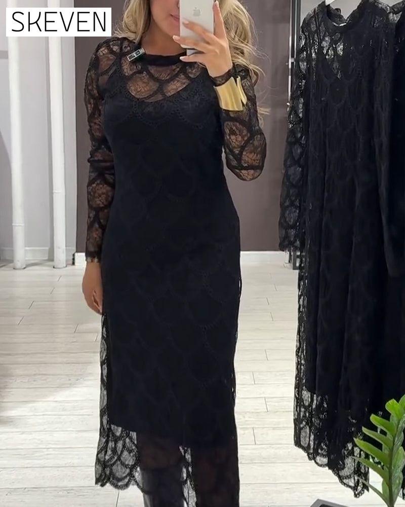 Spitzen-Cover-Up &amp; Cami-Kleid-Set