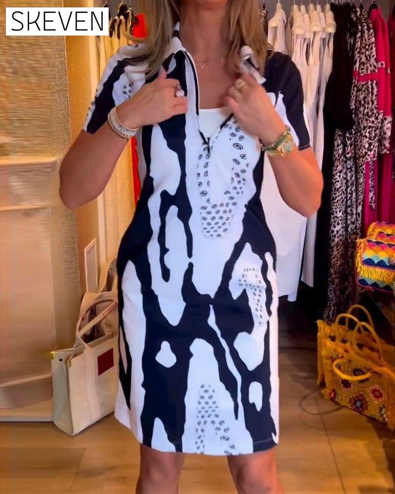 robe à manches courtes imprimée à revers