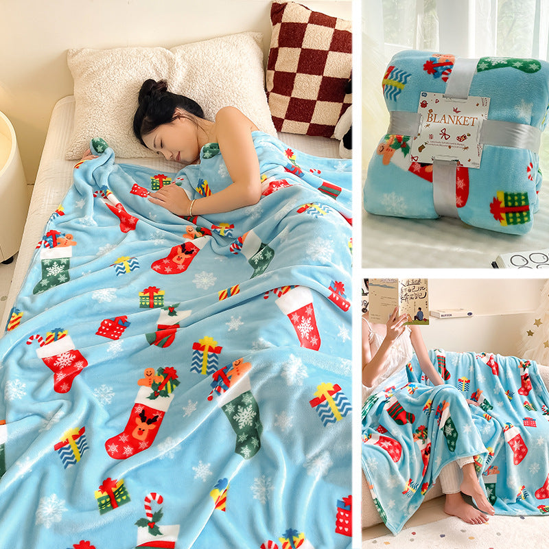 Creative Printing Christmas Thickened Flannel Blanket
