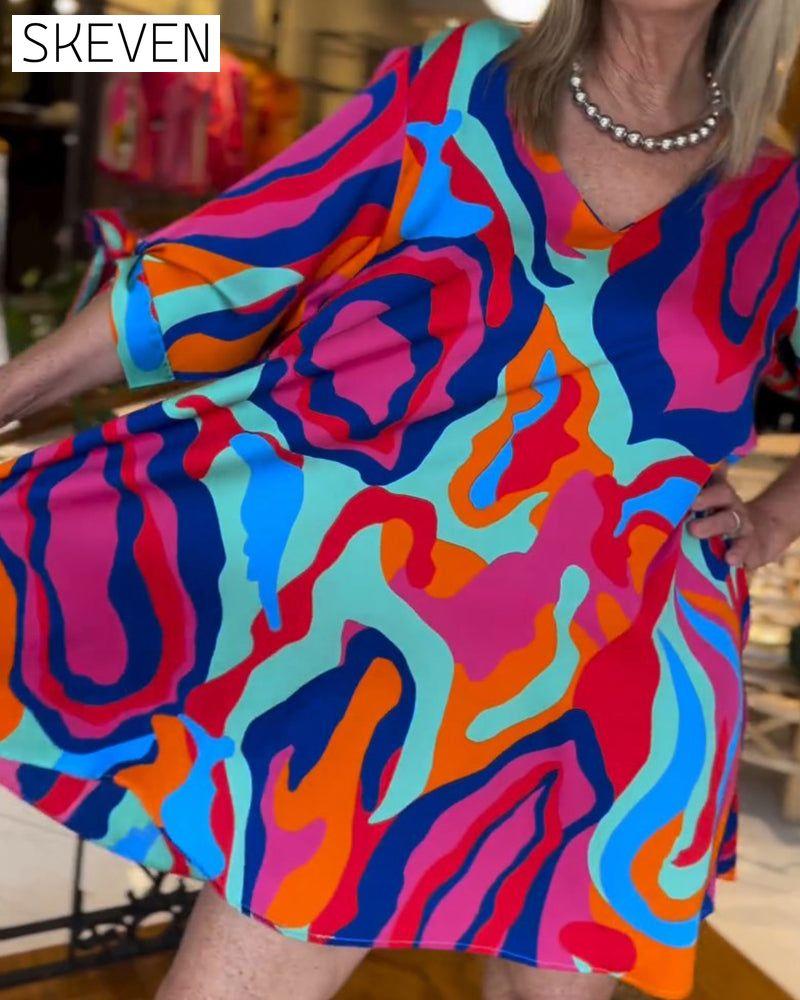 Round Neck Printed Loose Dress