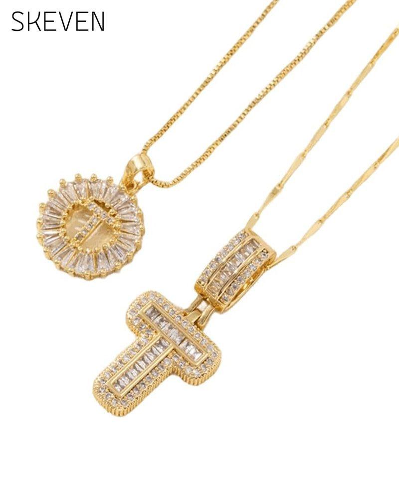 Initial Letter Pendant Necklaces -2 Pack