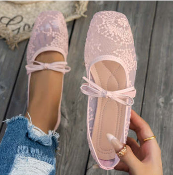 Spring Mesh Breathable Square Toe Mary Jane Pumps