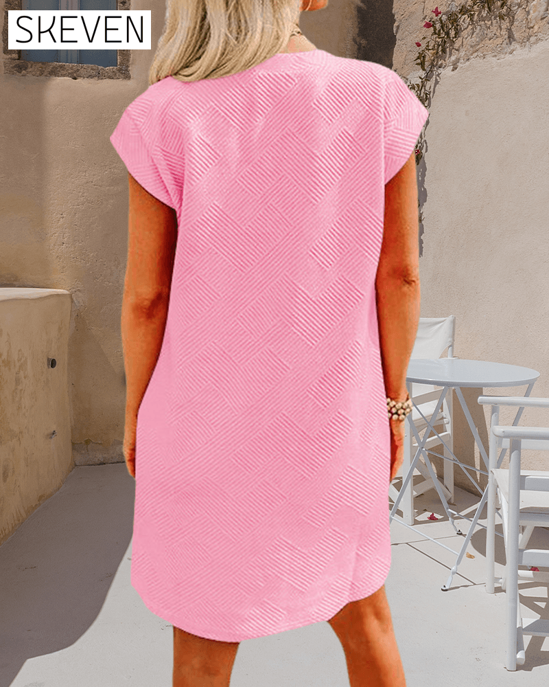 Crew neck pocket short sleeve dress