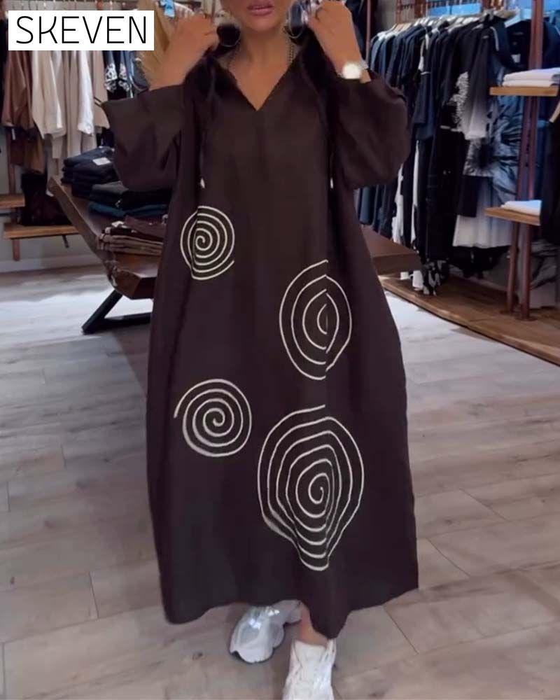 Kapuzenkleid mit langen Ärmeln, lockerer Passform