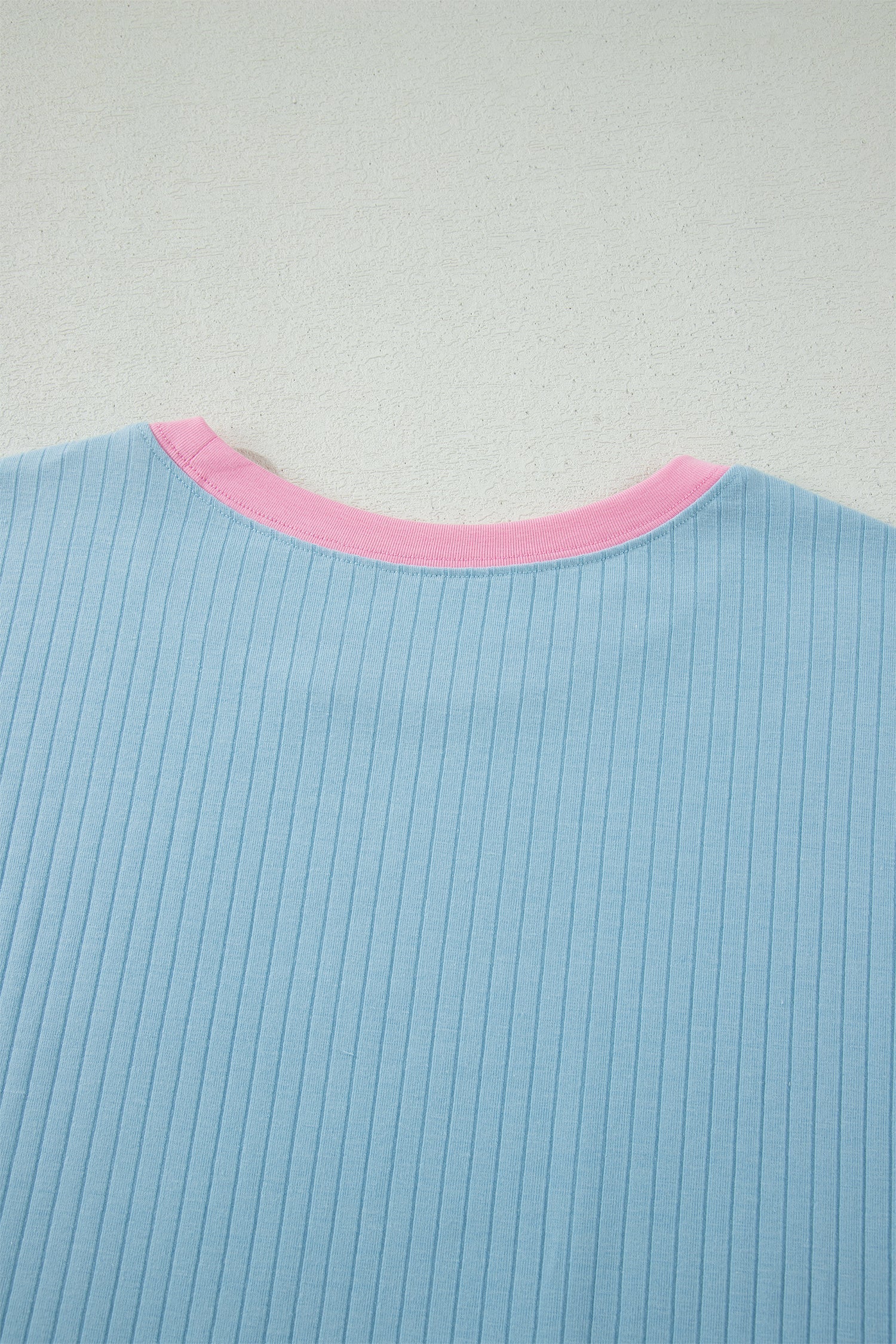 Colorblock Trim Ribbed Top & Shorts Set