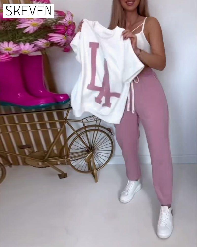 Casual Letter Print Sports Set