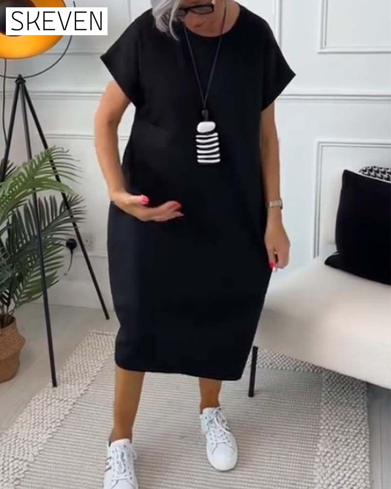 Simple letter print short sleeve casual dress