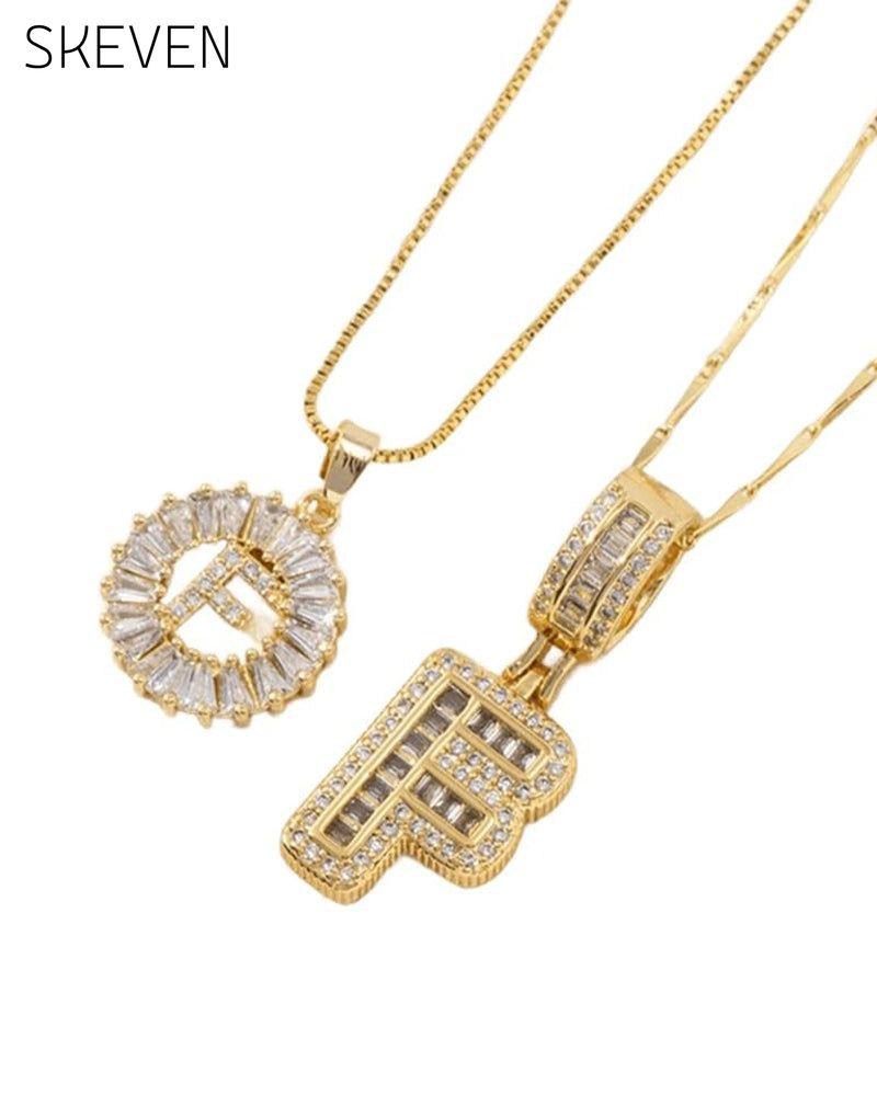 Initial Letter Pendant Necklaces -2 Pack
