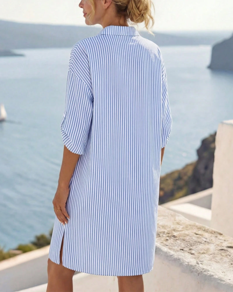 Stylish Striped Shirt Dress