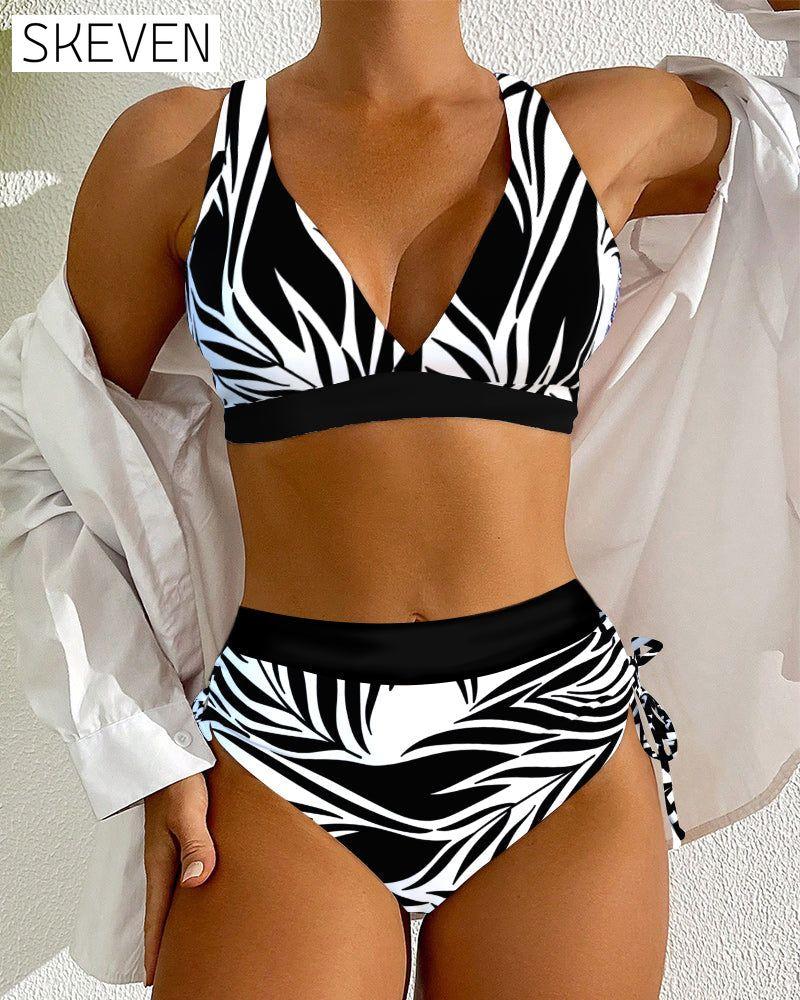 Two-Piece Printed High Waist Bikini