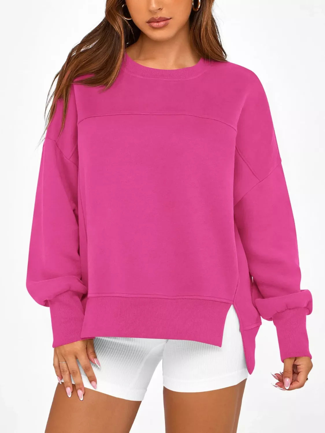 Lässiges Sweatshirt mit Seitenschlitz
