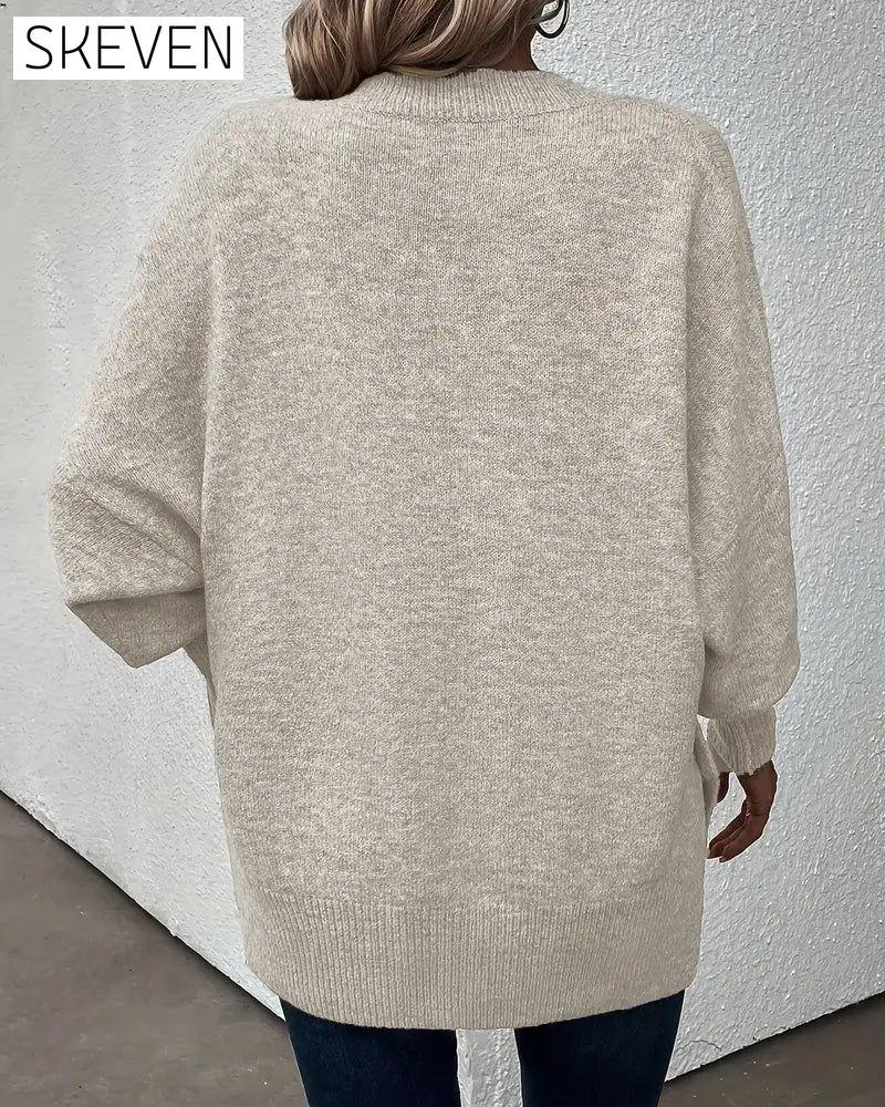 Pullover mit Laternenärmeln und V-Ausschnitt