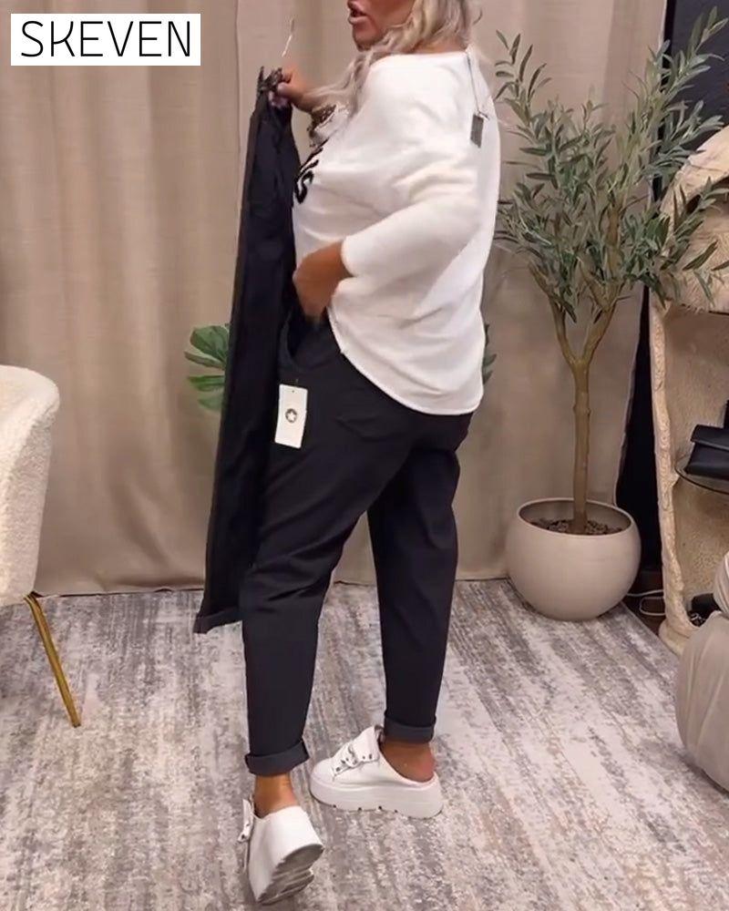 Casual solid color pocket pants