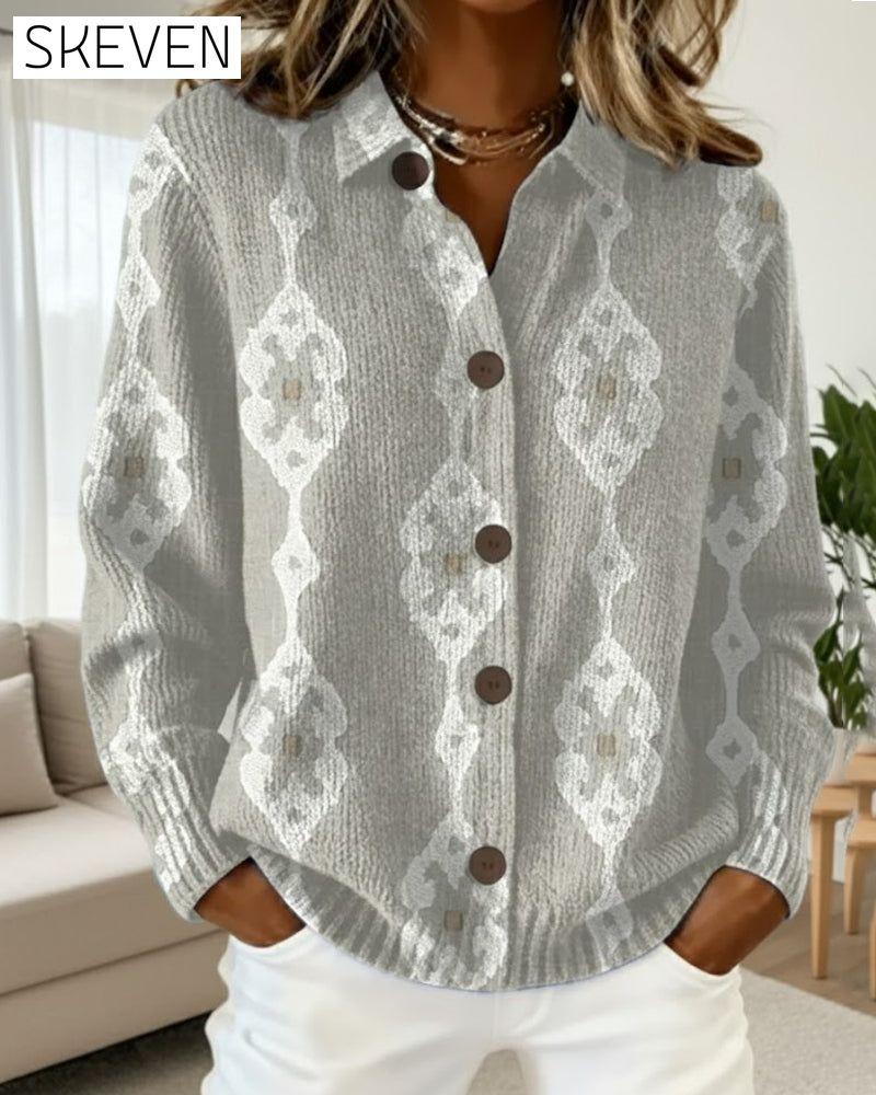 Strickjacke mit Polokragen, einreihig