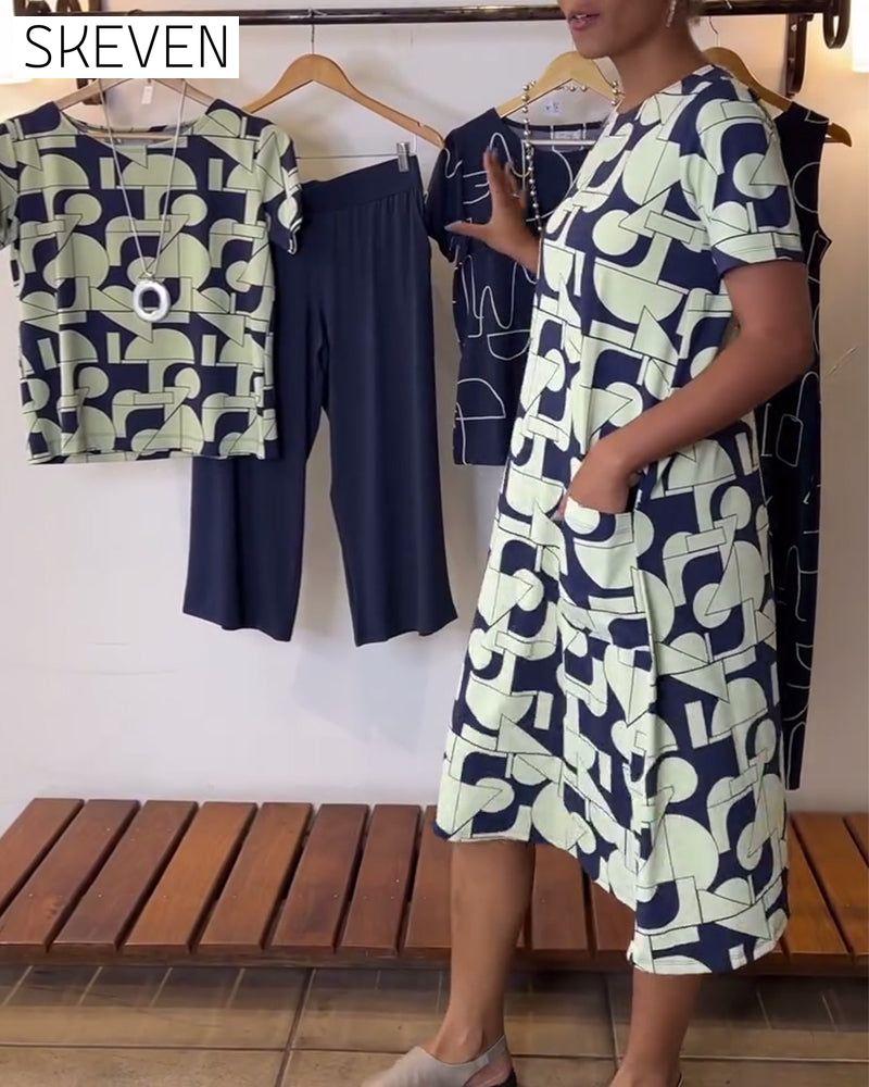 Casual Everyday Round Neck Printed Dress