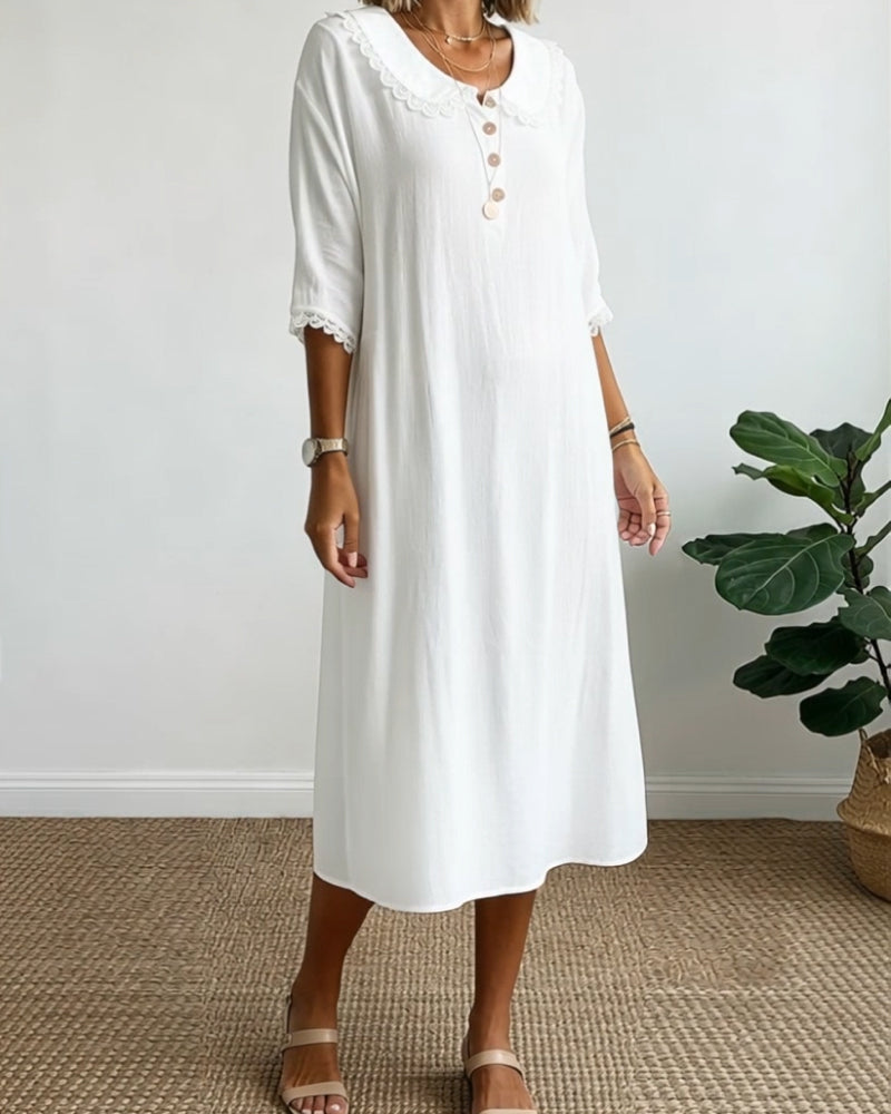 Peter Pan Collar Solid Color Patchwork Dress